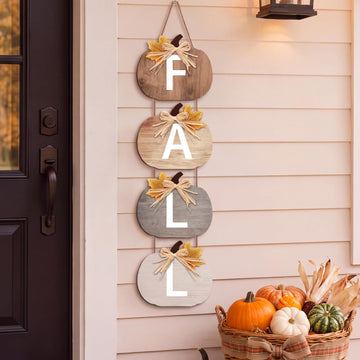 Fall Porch Sign Wooden Hanging Farmhouse, Classic Color, Pumpkin
