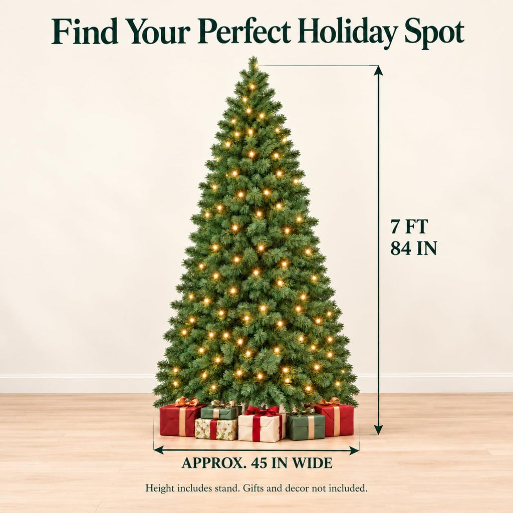 7ft Pre-Lit Artificial Christmas Tree with Warm White Lights
