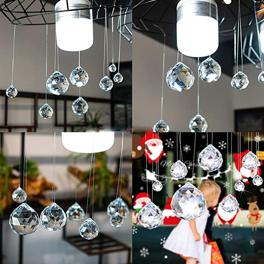 3 Pcs 20/30/40mm Crystal Ball Prism Suncatcher Chandelier Decor - Clear Crystal Ball Prism Suncatcher Set of 3 20mm