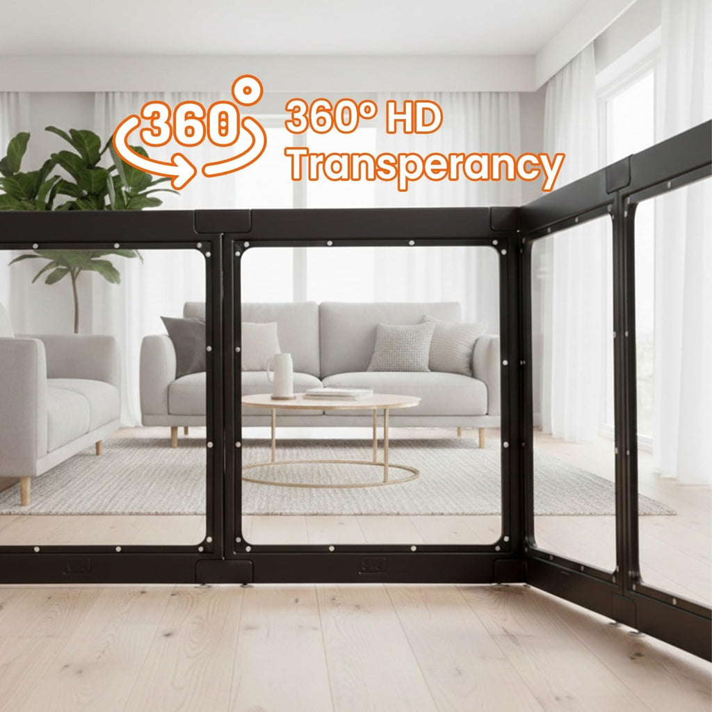 Transparent Indoor Dog Playpen with Safety Lock, Indoor Dog Fence for Small & Medium Pets | Secure, Stylish, Easy