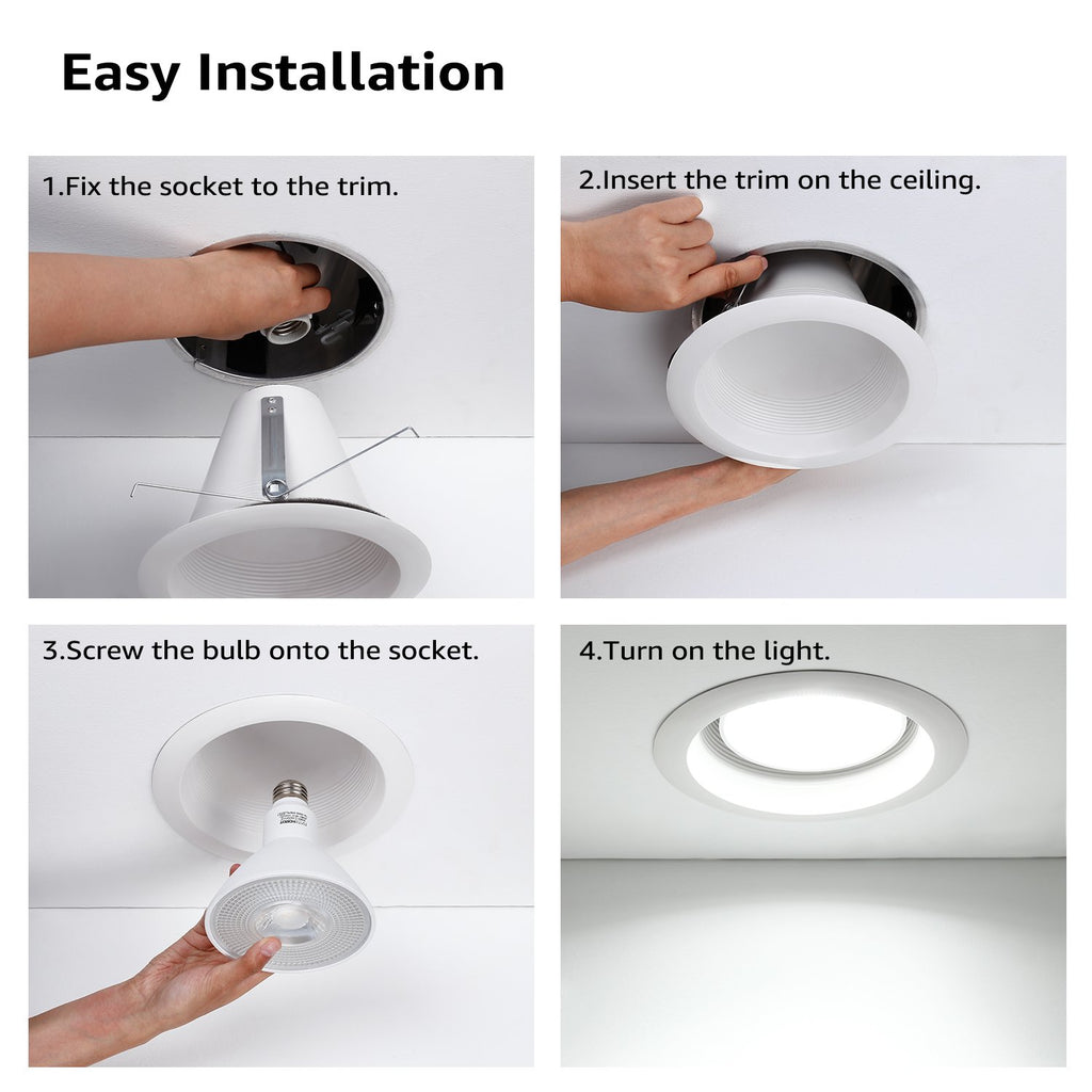 6" Recessed Can Light Trim Self-Flanged, White