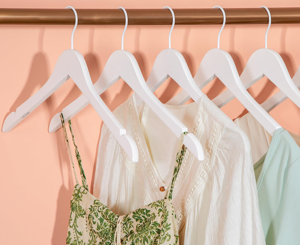 Wooden Hangers 18 Pack, Premium Bride Hanger for Wedding Dress, White Wood Suit Coat Hanger with 360°Swivel White