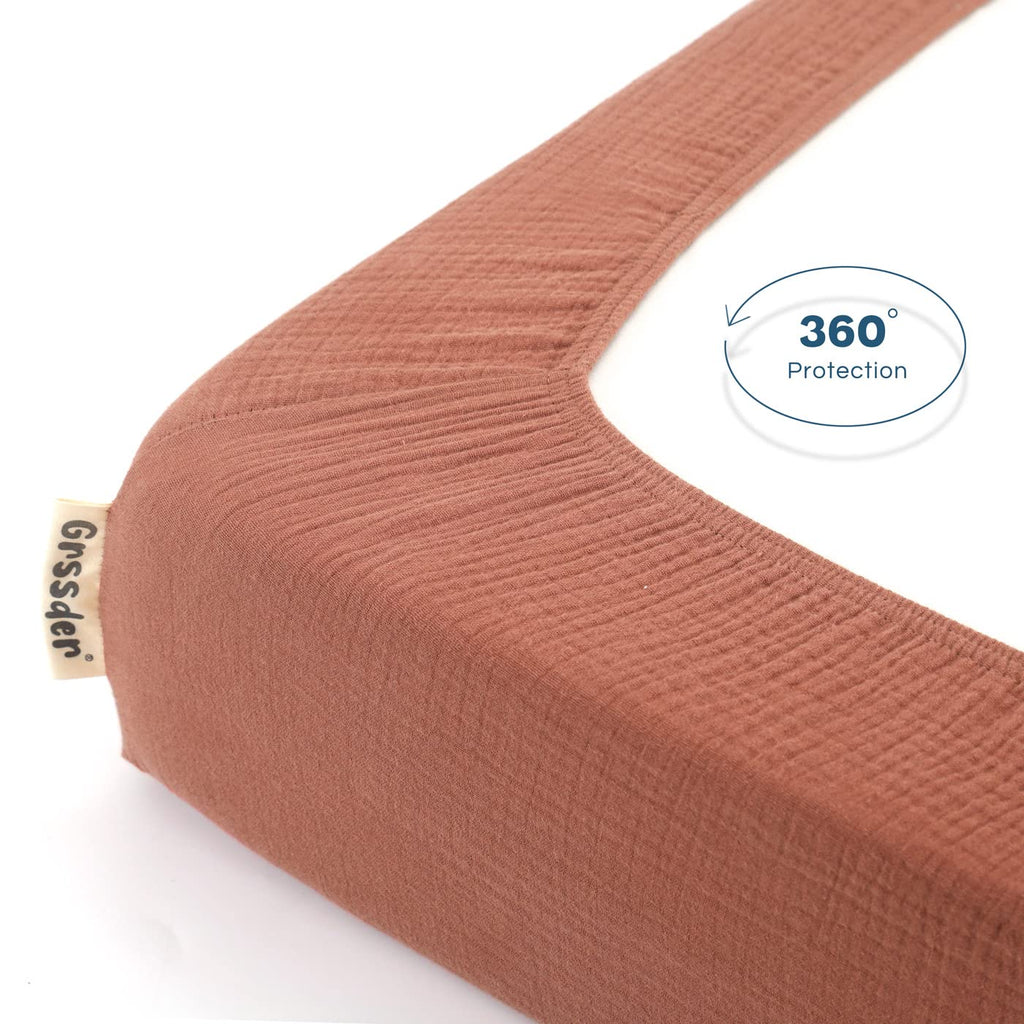 100% Cotton Muslin Crib Sheet 2 Pack - Breathable & Ultra-Soft Fitted Crib Sheets for Standard Baby & Toddler