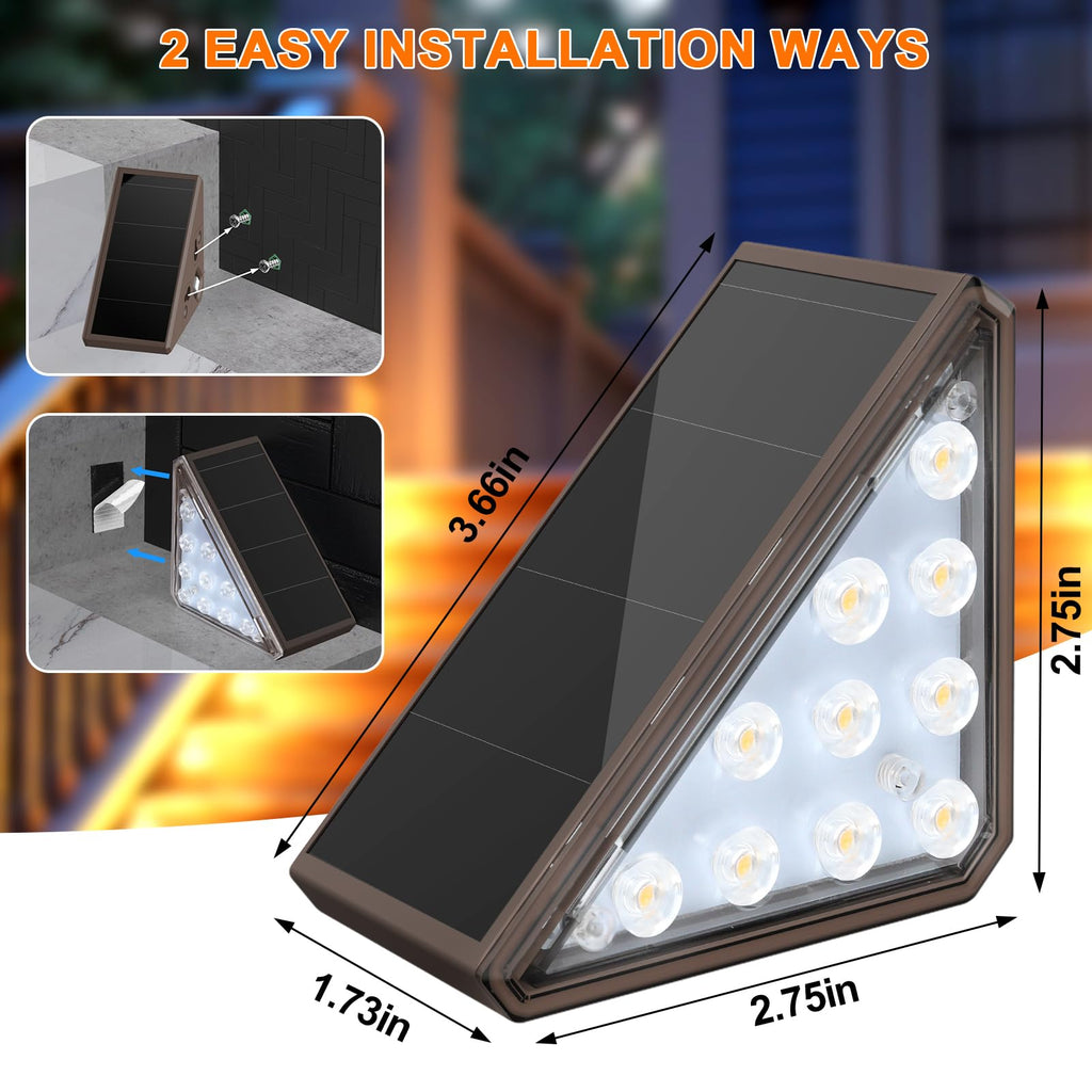 Solar Stair Lights, 12 Pack Warm White Step Lights Outdoor Waterproof
