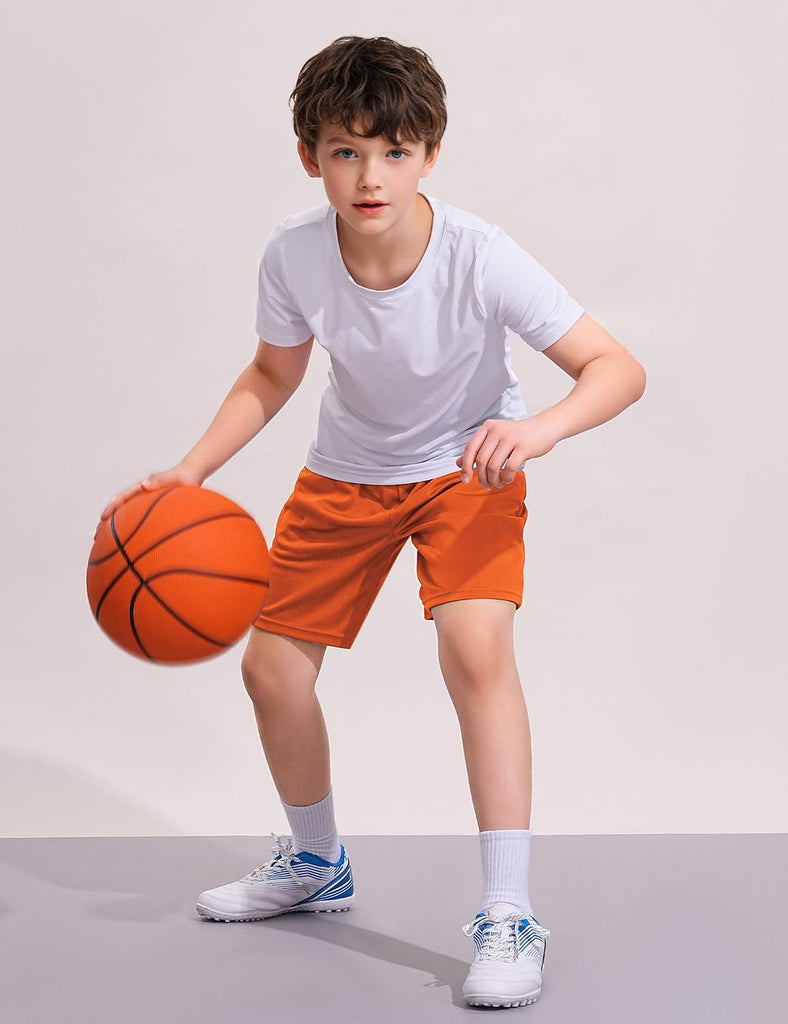 Boys Athletic Shorts Youth Quick Dry Soccer Basketball Running Gym