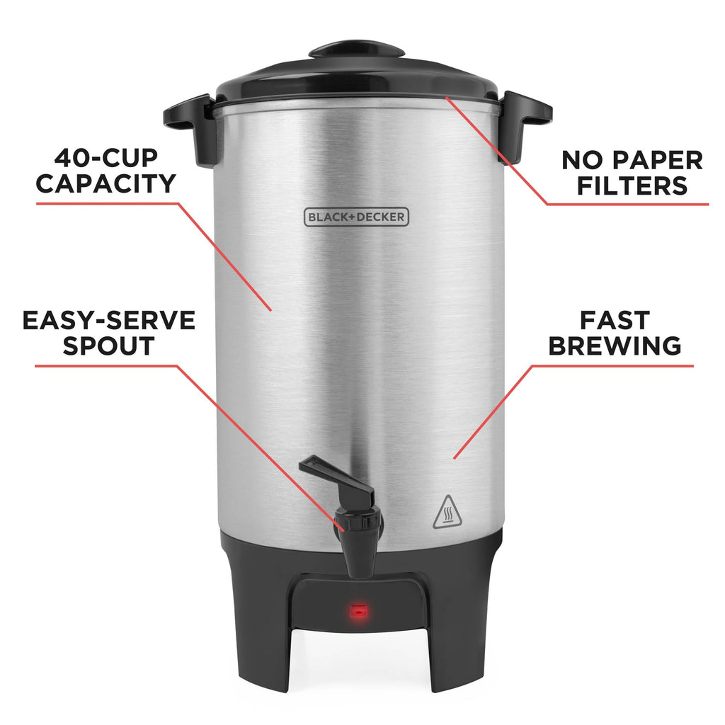 40-Cup Coffee Urn, Fast Brew with Drip-Free Spigot, Black