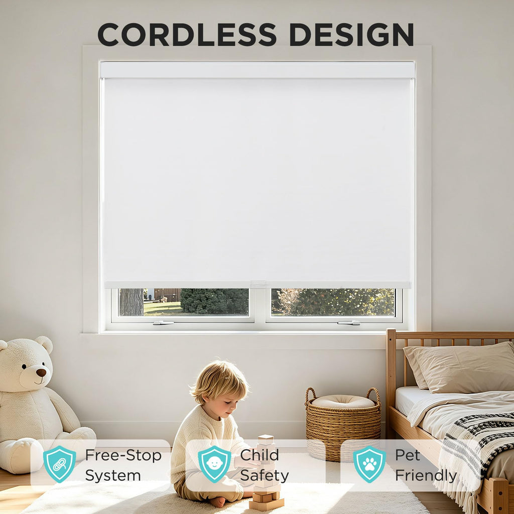 Blackout Roller Shades for Indoor Windows, White