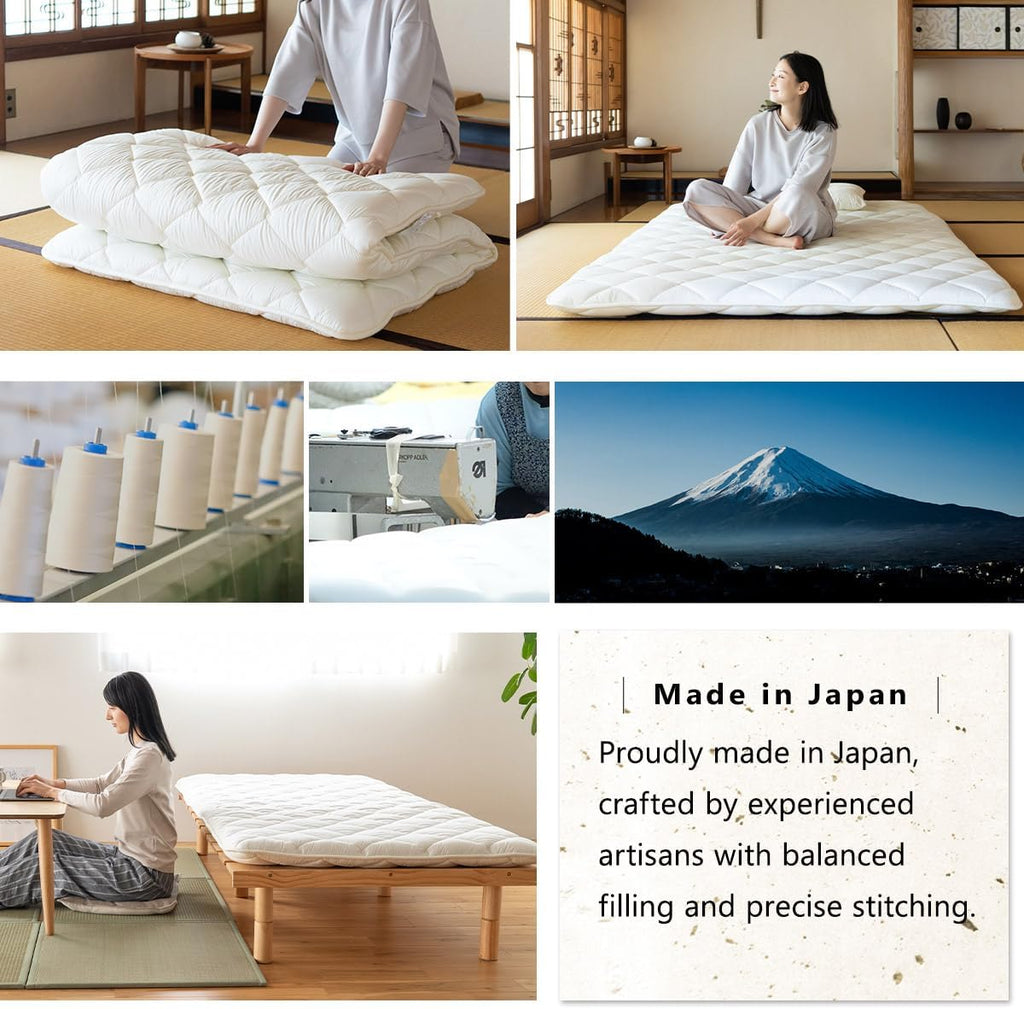 Japanese Futon Mattress Premium Full, Floor Sleeping Mat Tatami Shikibuton Igusa Natural Cotton