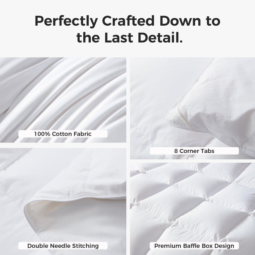 Goose Down Fiber Comforter, 100% Organic Cotton Cover Duvet Insert