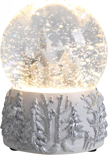 Christmas Snow Globe, White Winter Village Musical Snow Globe Decor