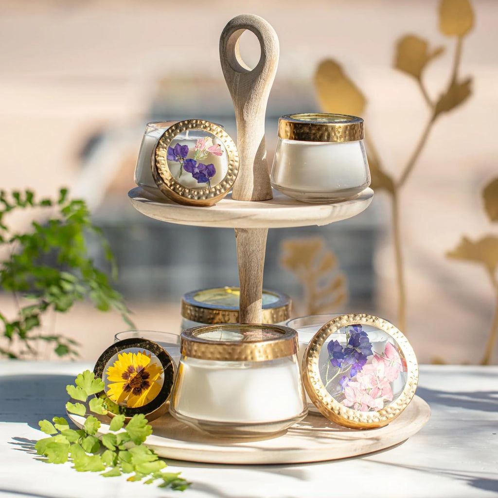 Pressed Floral Candle - Aromatherapy Candles, Long Lasting Scented Luxury Candles Decor, Botanicals Gifts Notes of