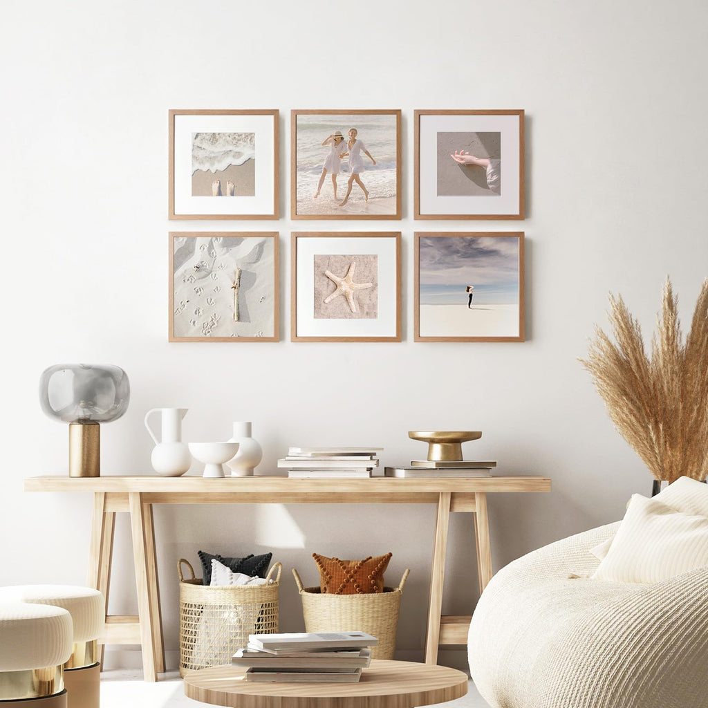 12x12 Wood Frame, Solid Oak 12x12 Picture Frames with Mat to 8x8