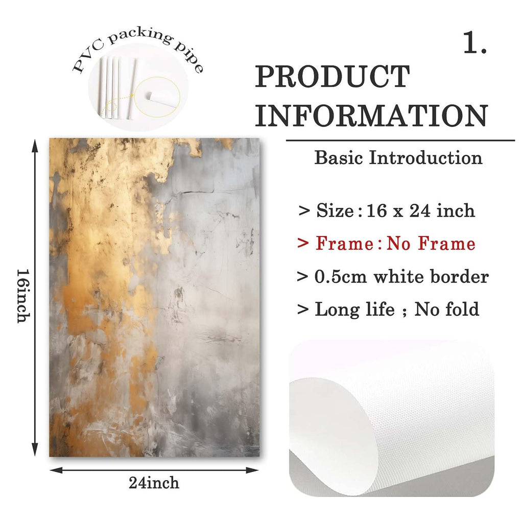 Grey and Gold Abstract Canvas Wall Art Grey Painting Gold Foil Abstract Wall Art for Bedoom Yellow Abstract Painting