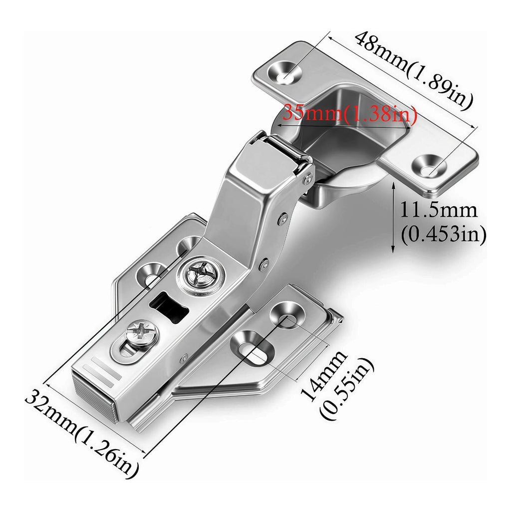 40Pcs Soft Close Inset Cabinet Hinges with Clip-On Plate