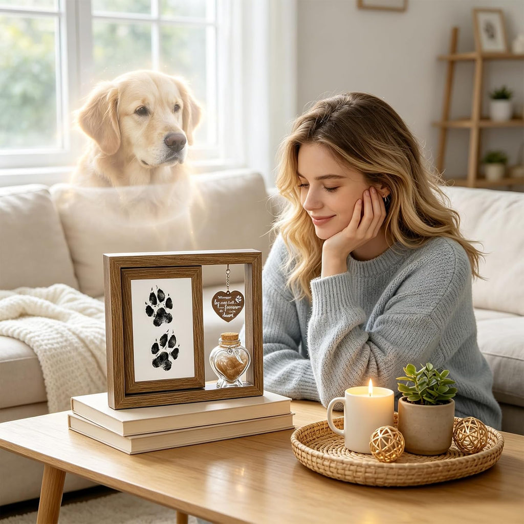 Dog Memorial Gifts for Loss of Dog Rotating Wooden Picture Frame