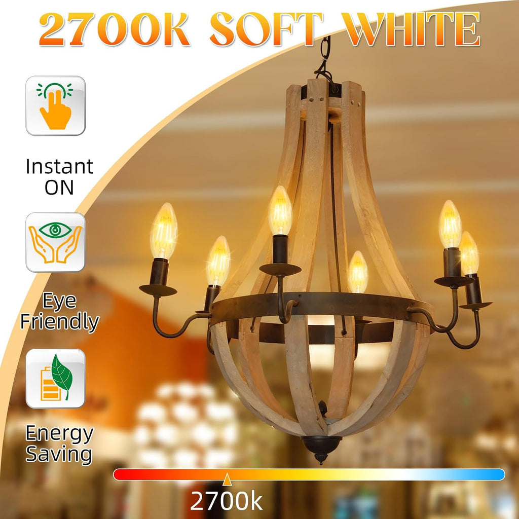 E12 Candelabra Bulb, Chandelier Light Bulbs, E12 LED Bulb, 2700K