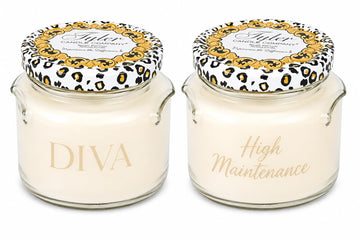 Diva & High Maintenance Scented Candle, 22 oz 2-Wick Soy Wax Jar, Large Highly Scented Candle Set Pack of 2, Long