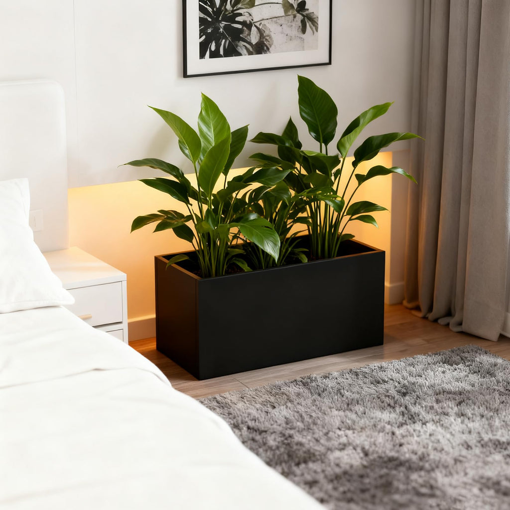 Metal Rectangular Planter 25" L x 11" W x 13" H, Galvanized Steel