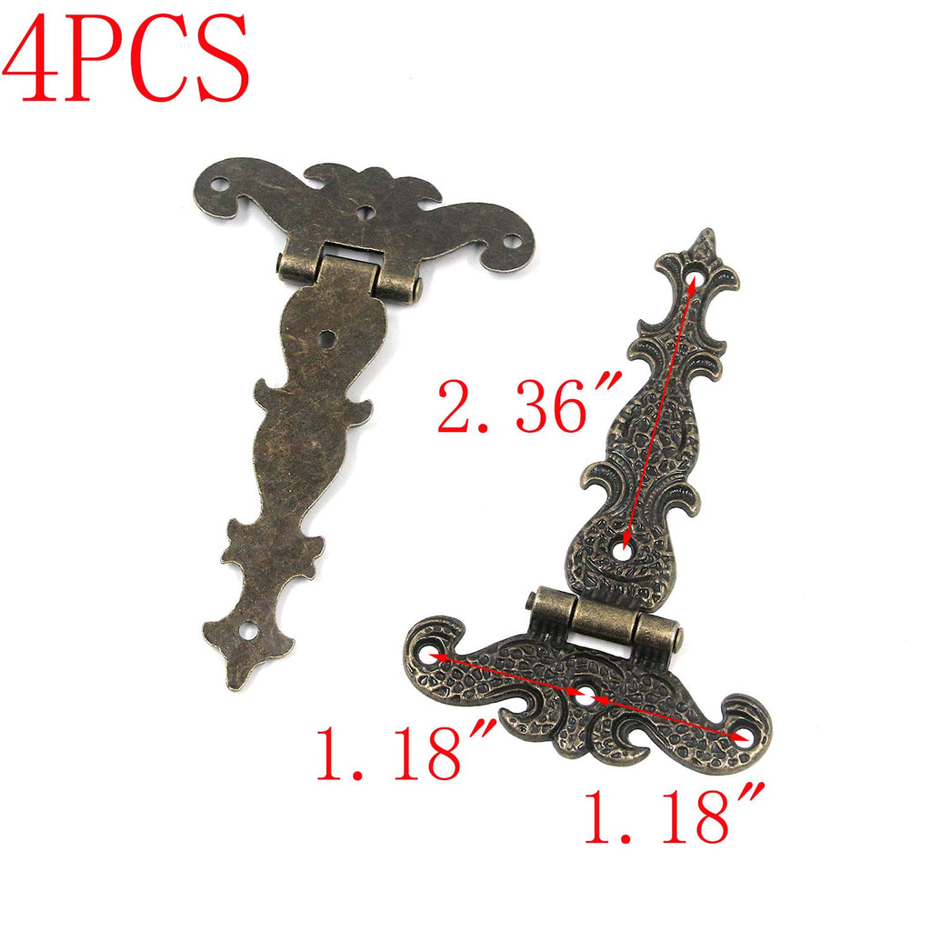 4.45" x 2.72" Antique Bronze Tee Hinge Pack of 4