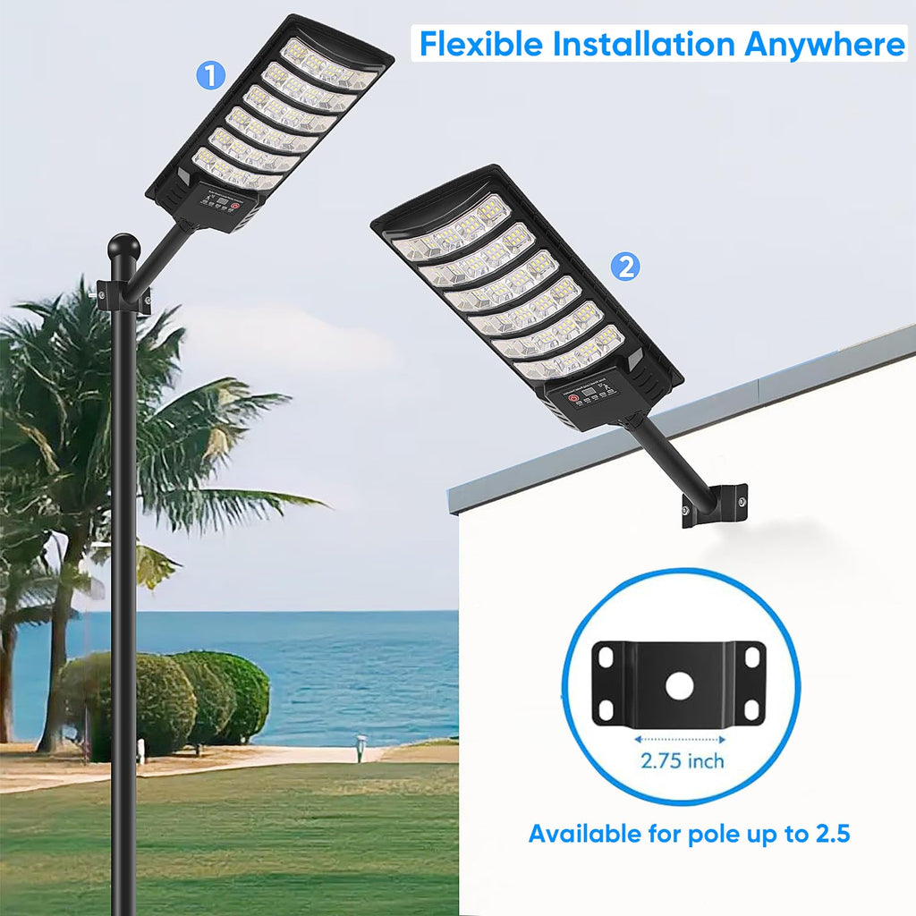 4 Pack Solar Street Light Outdoor 6500K Waterproof Motion Sensor LED Solar Powered Flood Light with Remote