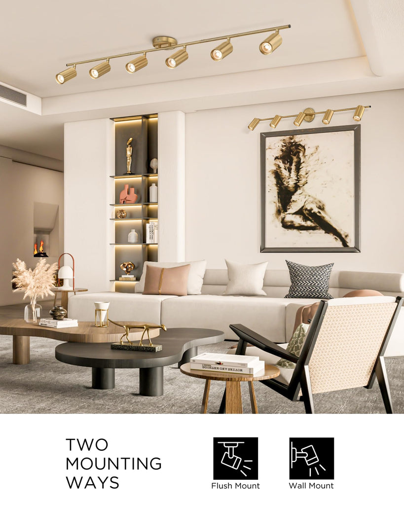 53" Track Lighting Fixtures Ceiling, 3000K LED Track Light Ceiling, Bulb Included, Brushed Gold Finish, GU10 Base