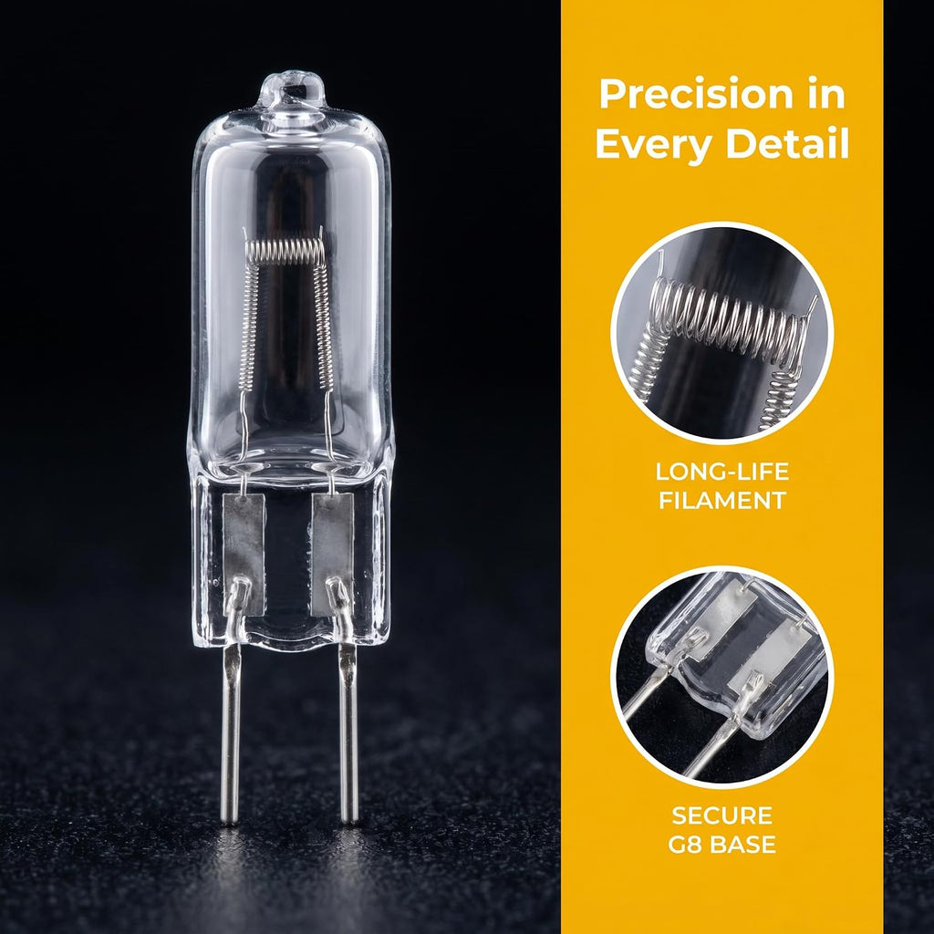 G8 100W T4 Halogen Bulb 130V GY8.6 Base 6-Pack 100 Watt