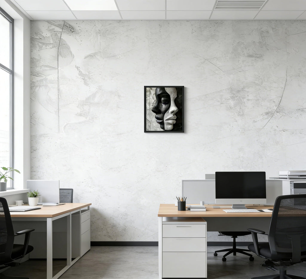 Modern Abstract Female Face Canvas Wall Art Trendy Black and White Painting Picture Wall Decor Female Portrait Poster