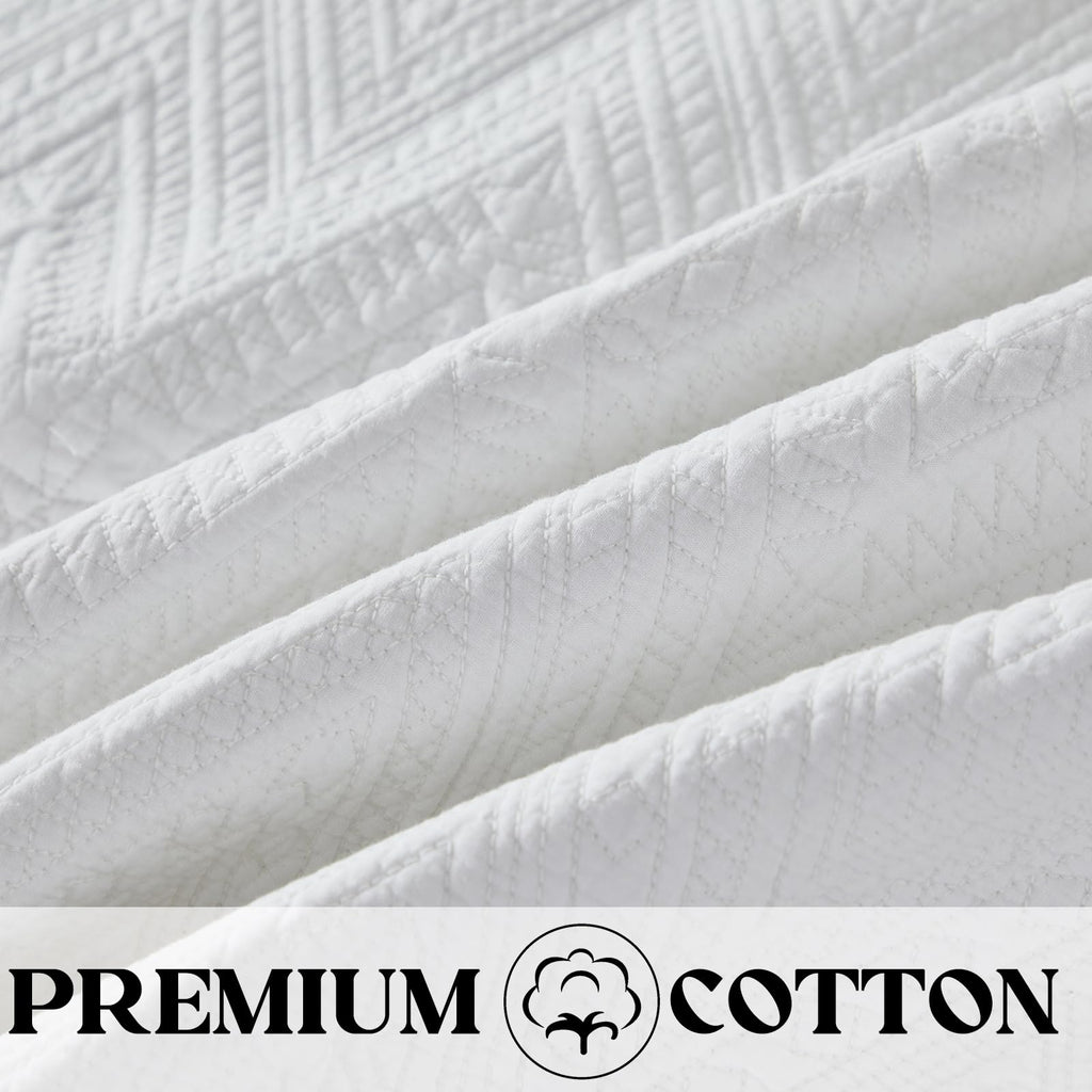Luxury Bohemian Bedding Cotton Quilt Set King Size White Boho Matelasse Coverlet Set Hand-Finished Tassel Edges 3