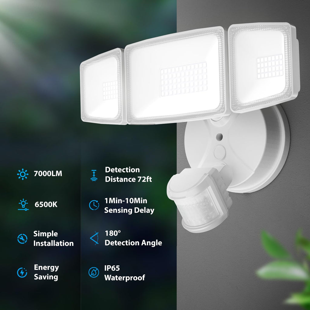 2 Pack 75W LED Motion Sensor Outdoor Lights, Dusk to Dawn Outdoor Lighting, 6500K Motion Detector Flood Light