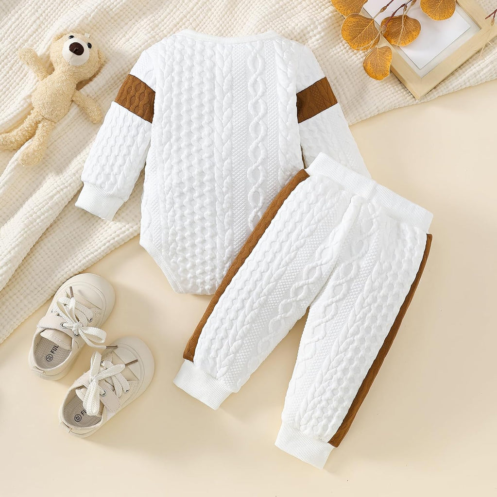 Baby Boy Fall Winter Piece Outfit Long Sleeve Bodysuit Pants Set