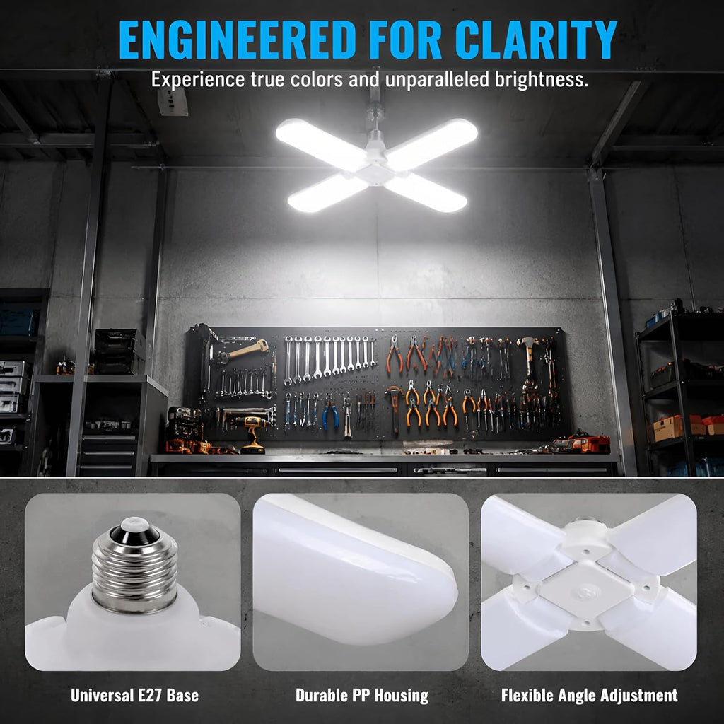 LED Deformable Garage Light Bulb, 4-Blade 60W E27
