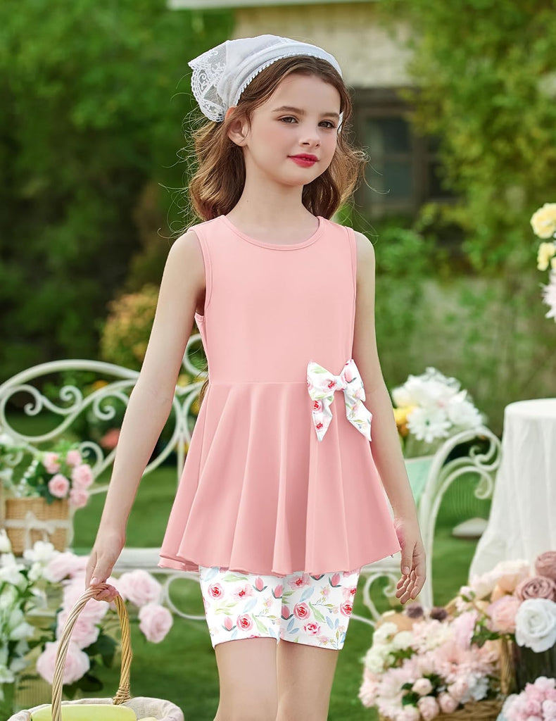 Toddler Girl Summer Clothes Sleeveless Top Dress Bike Shorts Set
