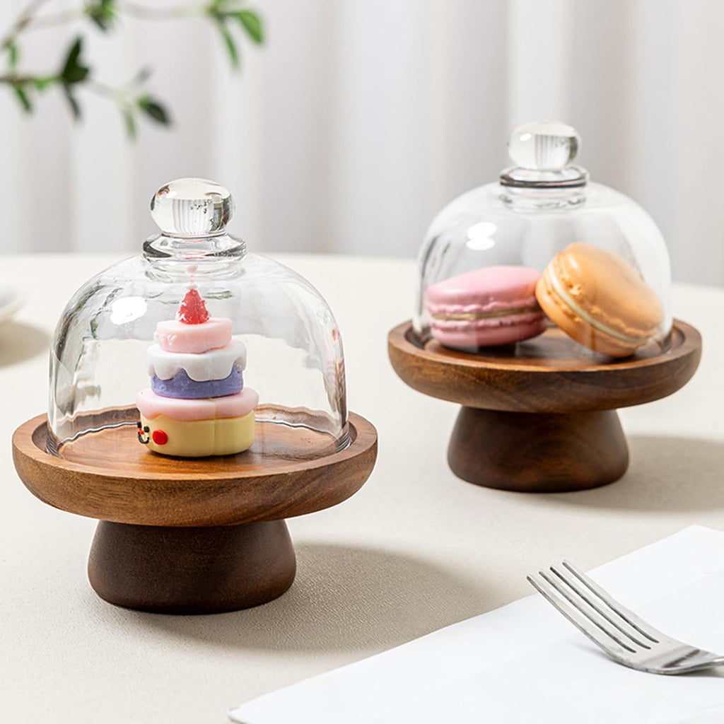 2 sets 4.1 inch of mini glass dessert cups, equipped with high-foot bases; small glass cake stand; transparent - Set of 4