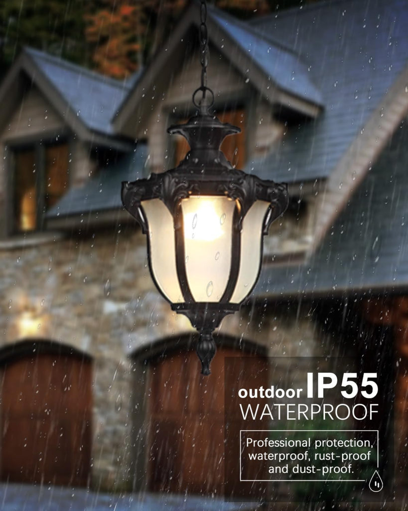 Rustic Victorian E26 Exterior Ceiling Pendant Light American Outdoor Waterproof Chandelier Garden Corridor Grape