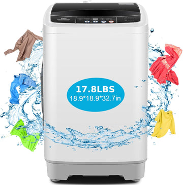 Portable Washing Machine 17.8Lbs Capacity Portable Washer with Drain Pump 2.4Cu.ft Full-Automatic Compact Washer with
