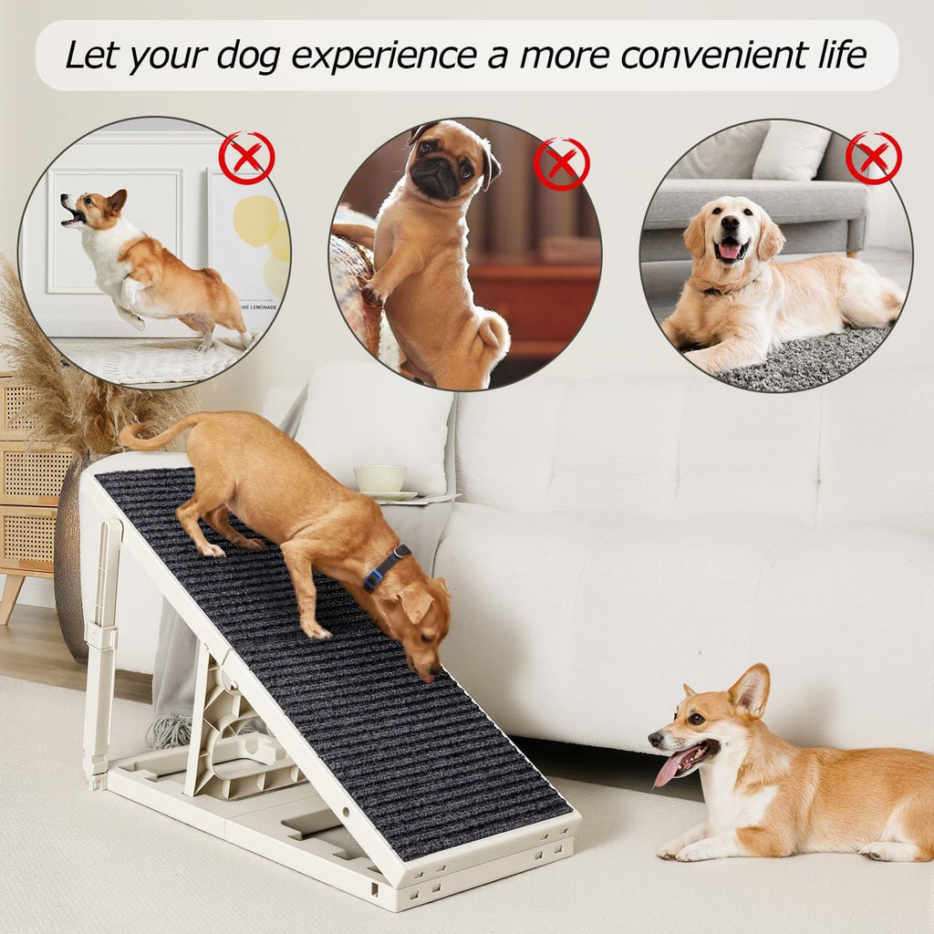 Dog Ramp for Bed Couch with Upgraded Support, 3 Levels Height 14"-18" Pet Ramp Adjustable, 30LBS Capacity Dog Ramps