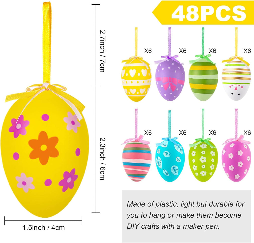 Easter Hanging Eggs, Easter Egg Tree Ornaments - Set of 48
