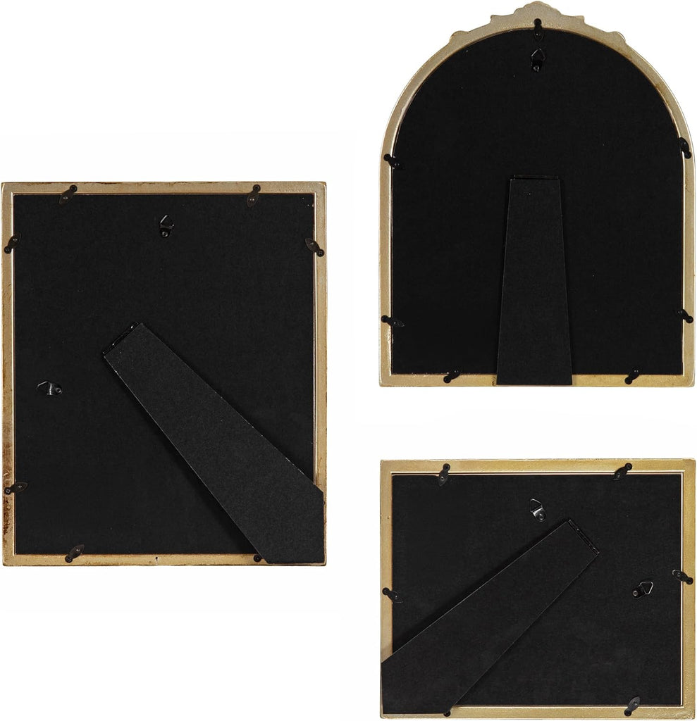 Arendahl Three-Piece Picture Frame Set, Antique Gold, Set of 3, Varying Sizes, Vintage Rectangle and Arched Photo