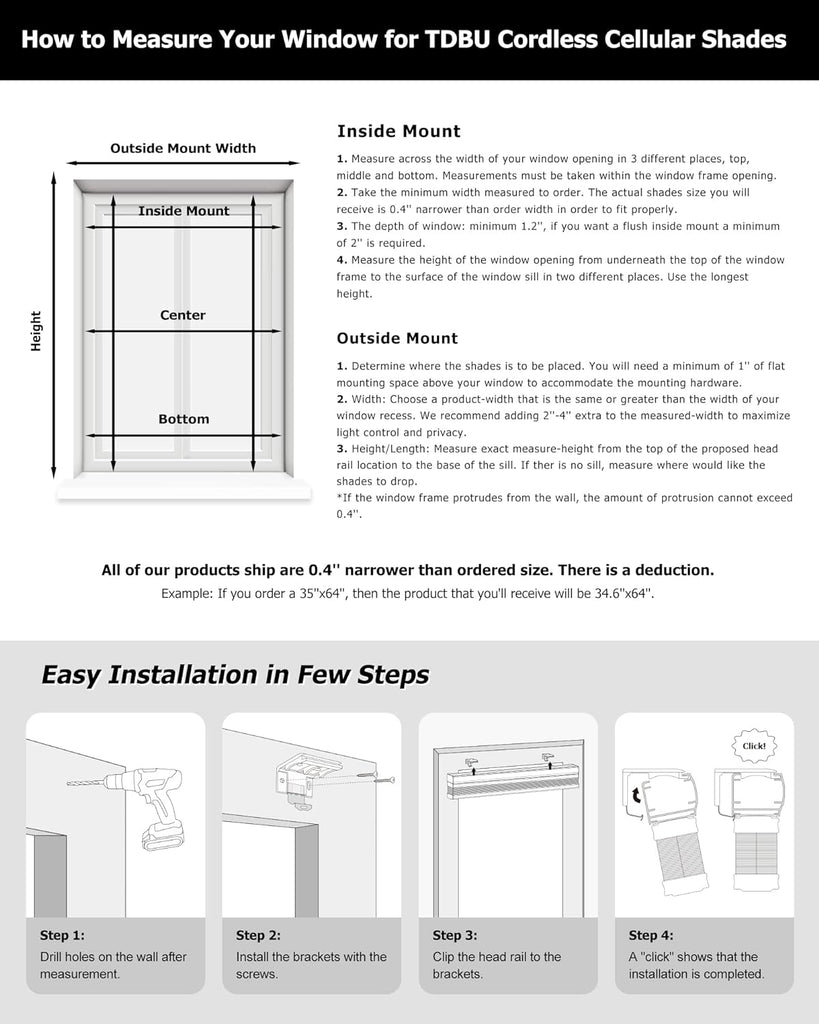 Top Down Bottom Up Cordless Cellular Shades, White | Blackout Light Blocking Honeycomb Shades Thermal Insulation