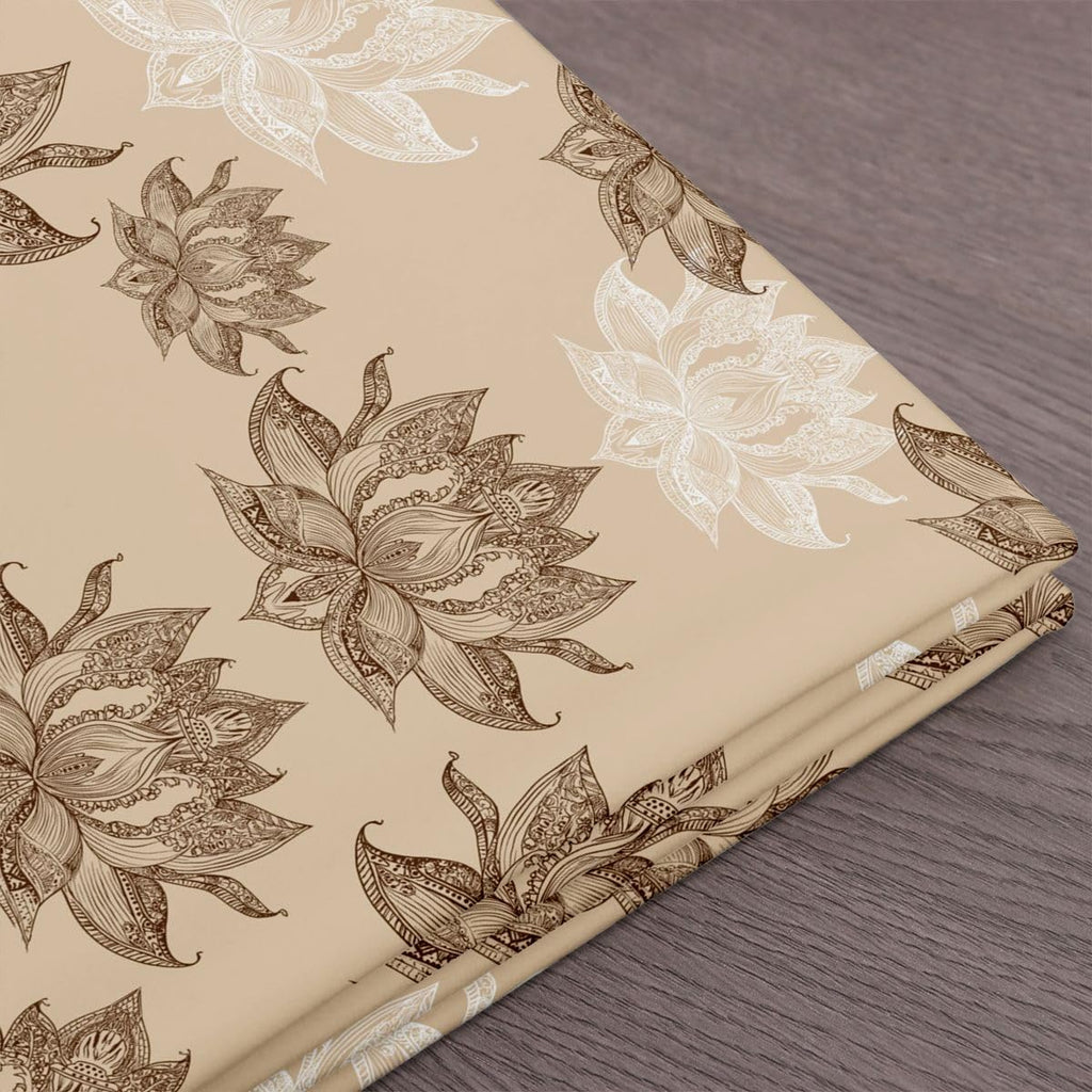 Mandala Lotus Fabric By The Yard, Retro Floral Upholstery Fabric, Boho