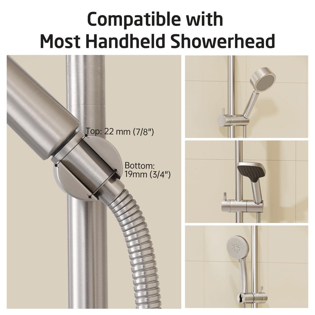 30-Inch Shower Slide Bar with Adjustable Handheld Shower Head Holder, Reuse Existing Holes, SUS304 Brushed Stainless