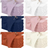 Linen Napkins 12pcs Washed Cotton and Linen Tasseled Edge Napkin Tablecloth Japanese Pleated Tea Tow