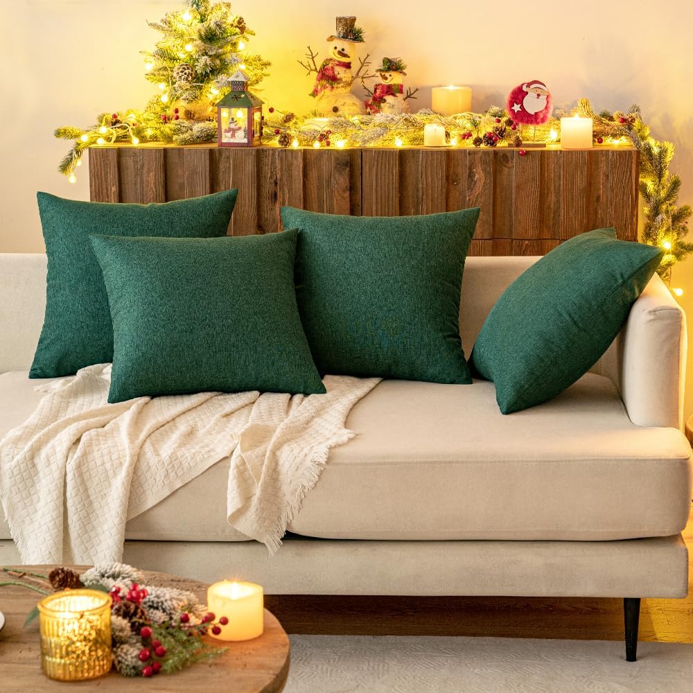 Decorative Outdoor Pillow Covers Christmas 18x18 Emerald Green - Set of 2