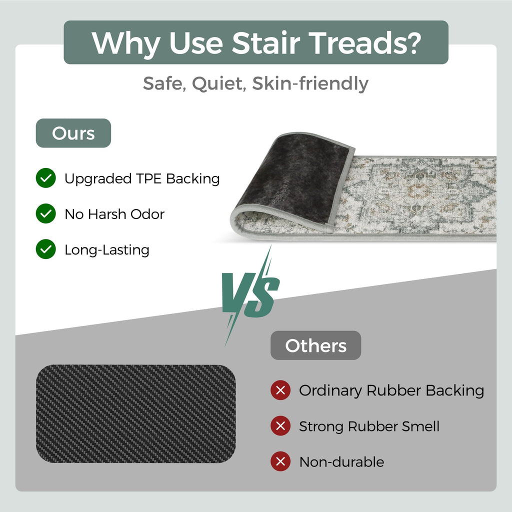 8"x30" Non Slip Stair Treads for Wooden Steps 4 Pack, Taupe