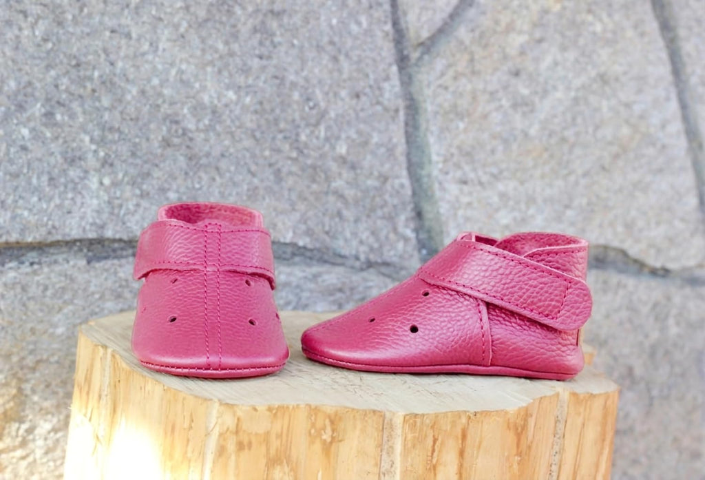 Leather Baby Shoes Soft Sole, Pink Moccasins, Genuine Handmade Infant Booties, Baby Girl, Toddler First Walker