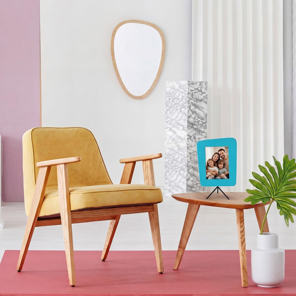 Mid Century Modern Picture Frames Set of 4, 5x7 Colorful Easel Frames