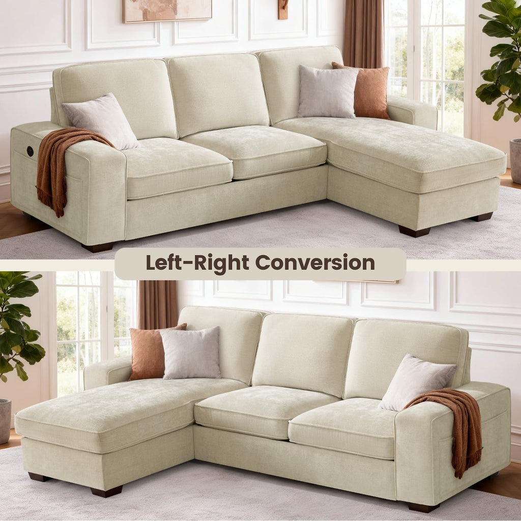 97" L-Shaped Sofa, Sectional Couch with Chaise Storage