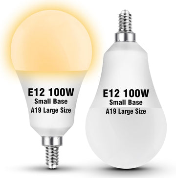 E12 A19 100W Equivalent LED Candelabra Light Bulbs 2700K Warm White, 1000LM