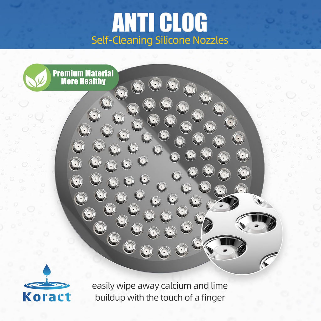 Shower Head High Pressure Rain Premium Luxury Design Anti-Clogging Silicone Nozzles Adjustable Replacement Shower