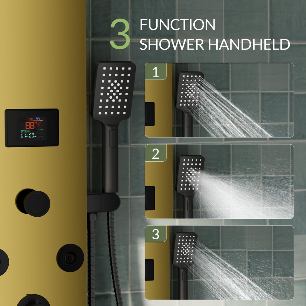 Brushed Gold Shower Panel Tower System 5 In 1 Stainless Steel Shower Tower